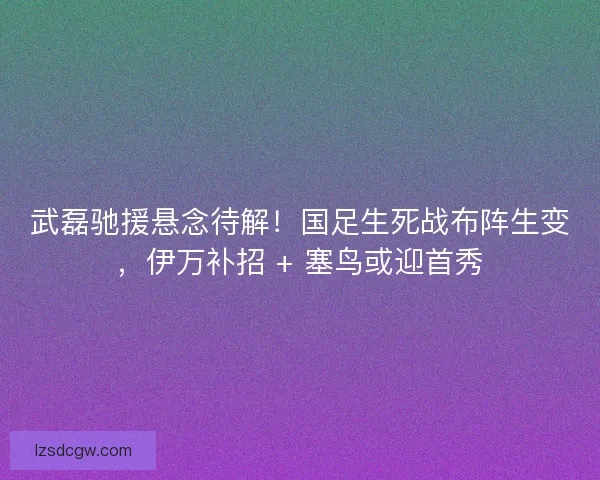 武磊驰援悬念待解！国足生死战布阵生变，伊万补招 + 塞鸟或迎首秀